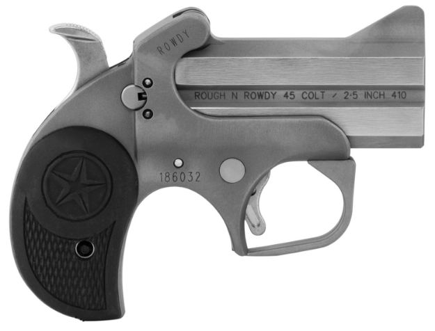Picture of Bond Arms Rowdy 410/45 Colt (Lc) Derringer 3" 2 Black Rubber Grip Polished Stainless Steel Frame 