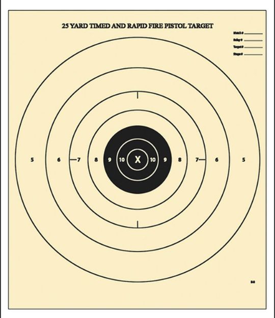 Picture of Action Target Competition Nra Time & Rapid Fire Bullseye Heavy Paper Hanging 25 Yds Handgun 21" X 24" Black/White 100 Per Box 