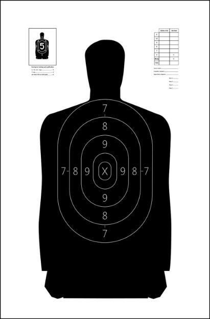 Picture of Action Target Qualification Silhouette Heavy Paper Hanging 11.50" X 22" Black/White 100 Per Box 
