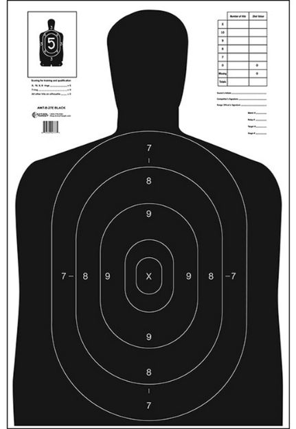 Picture of Action Target Qualification Economy Silhouette Paper Hanging 23" X 35" Black/White 100 Per Box 