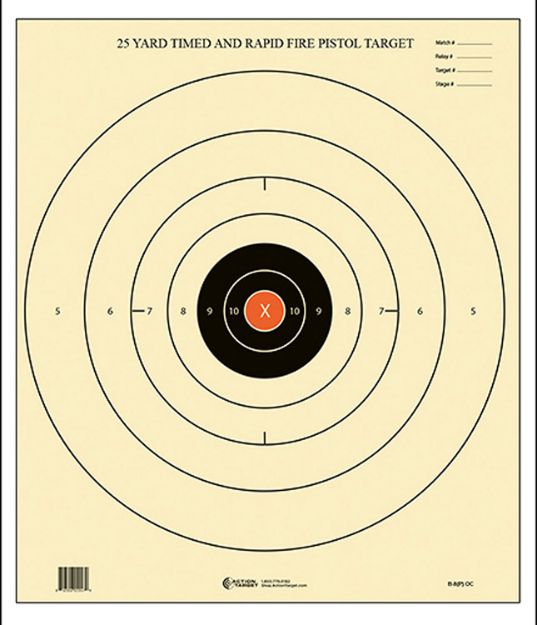 Picture of Action Target Competition Nra Time & Rapid Fire Bullseye Paper 25 Yds 21" X 24" Black/White 100 Per Box 