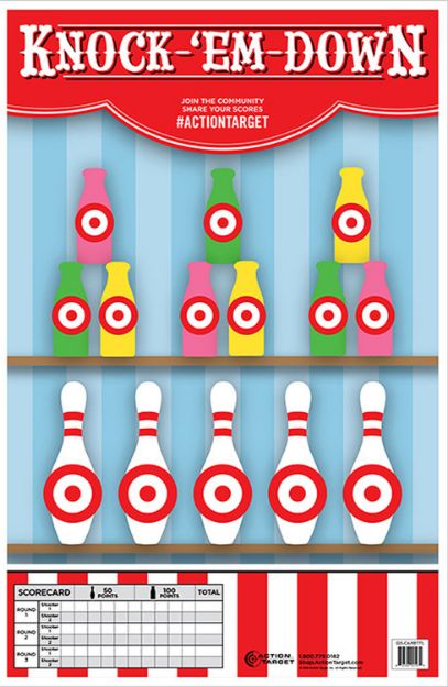 Picture of Action Target Entertainment Knock-'Em-Down Bottles/Pins Paper Hanging 23" X 35" Multi-Color 100 Per Box 