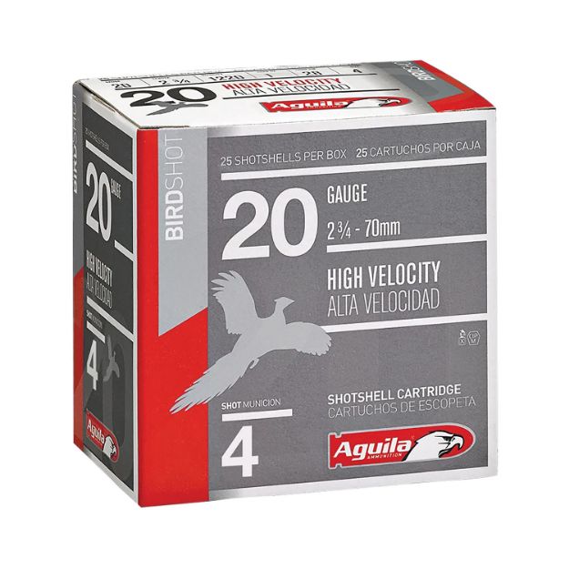 Picture of Aguila Birdshot High Velocity 20 Gauge 2.75" 1 Oz 4 Shot 25 Per Box/ 10 Cs 