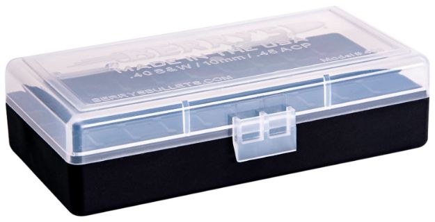 Picture of Berry's Ammo Box 40 S&W 45 Acp Clear/Black Polypropylene 1.35" L X 0.48" 50Rd 