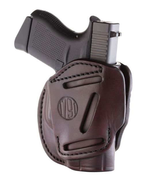 Picture of 1791 Gunleather 3-Way Iwb/Owb Size 02 Signature Brown Leather Belt Loop Compatible W/ Ruger Lcp Compatible W/ Glock 42 Compatible W/ S&W Bodyguard Ambidextrous Hand 