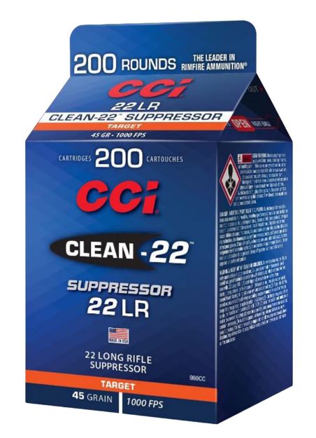 Picture of Cci Clean-22 Suppressor 22 Lr 45 Gr Lead Round Nose (Lrn) 200 Per Box/ 10 Cs 