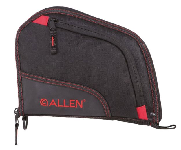 Picture of Allen Auto-Fit Handgun Case Made Of Endura With Black Finish & Red Trim, Foam Padding, Knit Lining, Mag Sleeve, Storage Pocket & Lockable Zipper 9" L 
