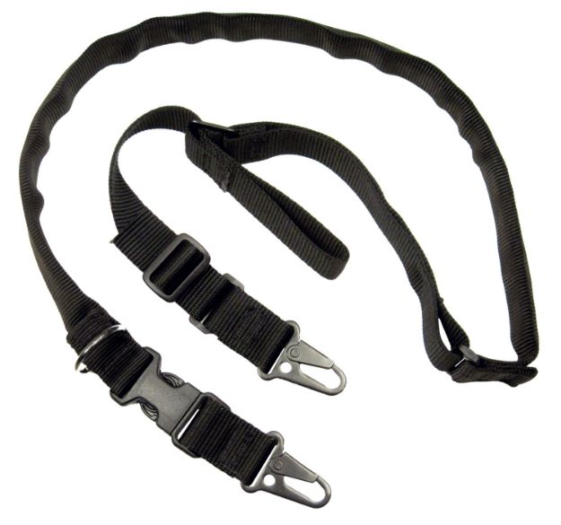 Picture of Tacshield Warrior 2-In-1 Sling Made Of Black Webbing With Hk Snap Hook & Padded Fast Adjust Design For Rifle/Shotgun 