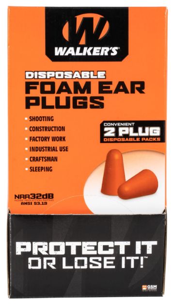 Picture of Walkers Foam Ear Plugs Counter Display 32 Db Orange 100 Pair (200 Count) 