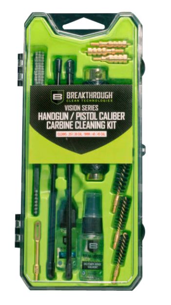 Picture of Breakthrough Clean Vision Series Cleaning Kit Multi-Caliber Handgun, Nylon Bristles, 15 Pieces, Plastic Case 