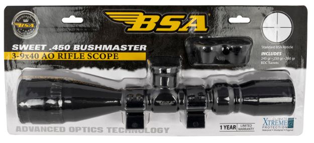 Picture of Bsa Sweet 450 Bushmaster Matte Black 3-9X40mm Ao 1" Tube 30/30 Reticle Features Weaver Rings 