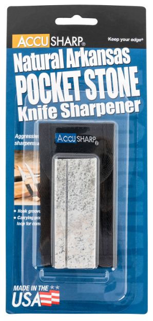 Picture of Accusharp Pocket Stone Natural Arkansas Stone Sharpener White Includes Belt Carry Pouch 