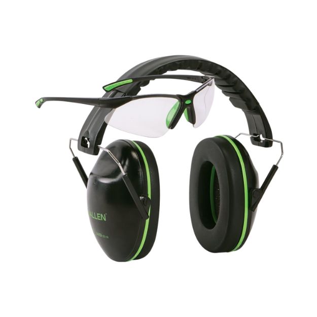 Picture of Allen Gamma Junior Ear & Eye Protection Combo 23 Db Over The Head Black/Green Youth 