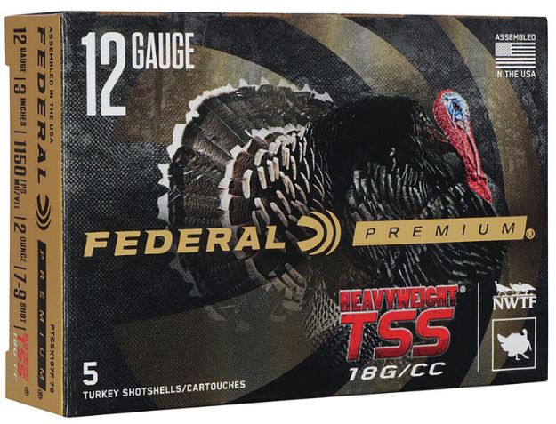 Picture of Federal Premium Turkey Heavyweight Tss 12 Gauge 3" 2 Oz 1150 Fps Tungsten 7, 9 Shot 5 Bx/50 Cs 