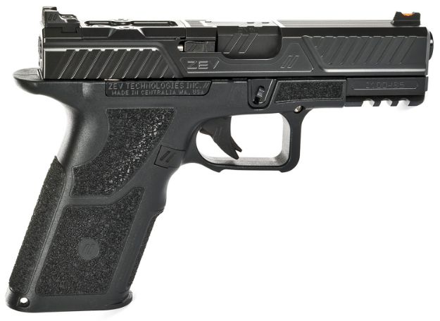 Picture of Zev Oz9c-X-Cpt-Combat-B-B Oz9 Combat 9Mm Luger Caliber With 4.49" Barrel, 10+1 Capacity, Black Finish Picatinny Rail Frame, Serrated/Optic Cut Black Dlc Stainless Steel Slide & X Polymer Grip 