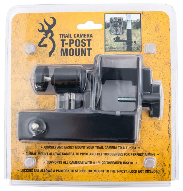 Picture of Browning Trail Cameras T-Post Mount Black Powder Coated Steel Fits Browning Trail Cameras 