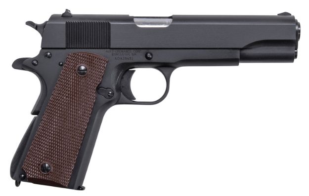 Picture of Auto-Ordnance 1911 A1 Gi Spec *Ma Compliant 45 Acp 7+1 5" Matte Black Serrated Carbon Steel Slide Matte Black Matte Black Carbon Steel Brown Checkered Polymer Grips Right Hand 