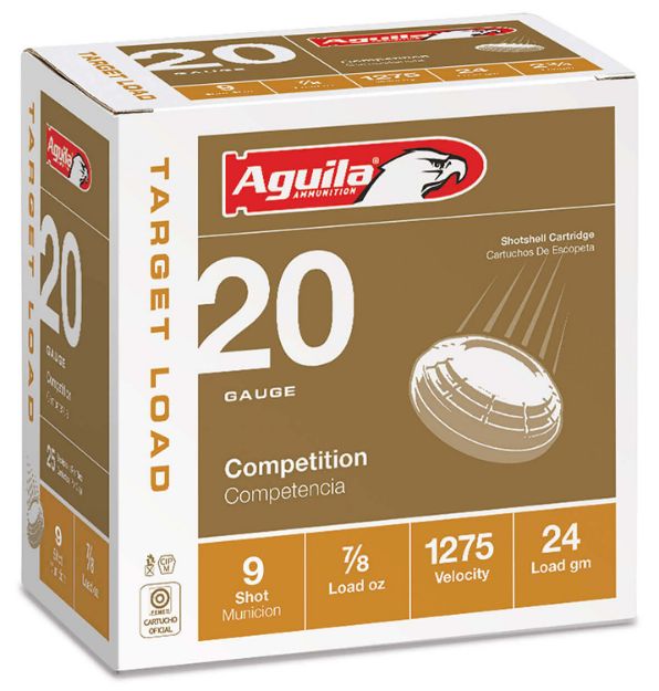 Picture of Aguila Target Load Competition 20 Gauge 2.75" 7/8 Oz 9 Shot 25 Per Box/ 10 Cs 
