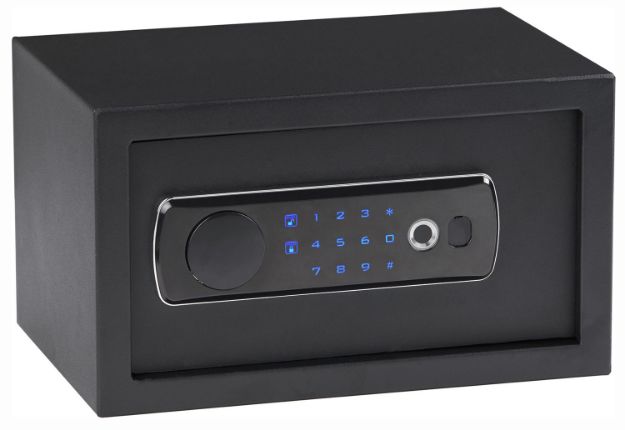 Picture of Bulldog Duo Digital Keypad/Biometric/Key Entry Black Powder Coat Steel Holds 1 Handgun Led Keypad 
