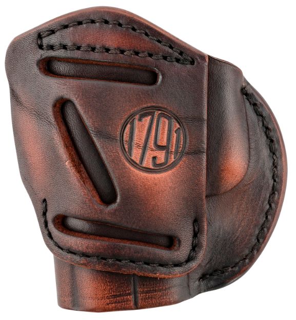 Picture of 1791 Gunleather 4-Way Iwb/Owb Size 03 Vintage Leather Belt Clip Compatible W/Glock 26/Ruger Lc9/S&W M&P Shield/2.0 9/40 Right Hand 