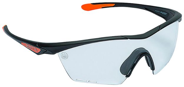 Picture of Beretta Usa Clash Shooting Glasses Clear Lens Black With Orange Accents Frame 
