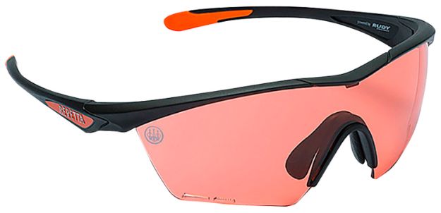 Picture of Beretta Usa Clash Shooting Glasses Scarlet Lens Black With Orange Accents Frame 