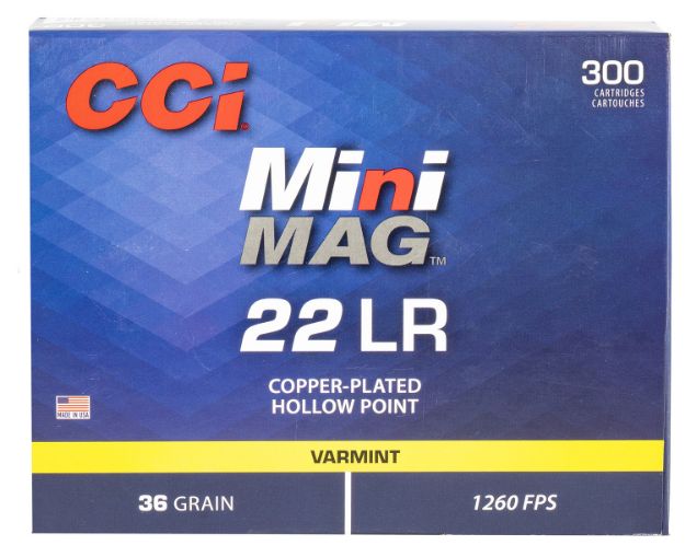 Picture of Cci Mini-Mag Varmint 22 Lr 36 Gr Jacketed Hollow Point (Jhp) 300 Per Box/ 10 Cs 