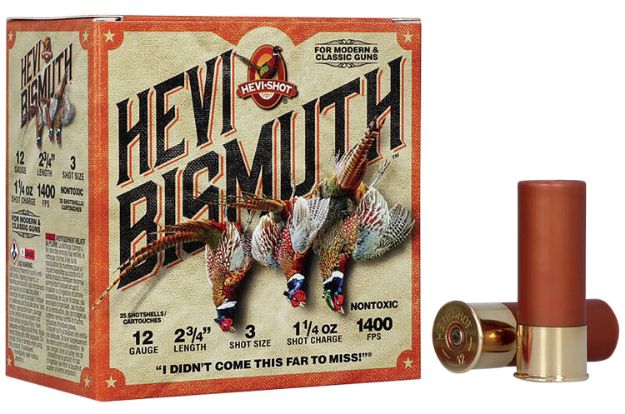 Picture of Hevi-Shot Hevi-Bismuth Upland 12 Gauge 2.75" 1 1/4 Oz 1400 Fps Bismuth 3 Shot 25 Bx/10 Cs 