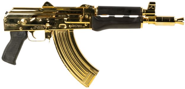 Picture of Zastava Arms Usa Zpap92 7.62X39mm 30+1 10" 24K Gold Plated/Cold Hammer Forged, Chrome Lined Barrel, Steel 24K Gold Plated Receiver, Dark Walnut Grips 