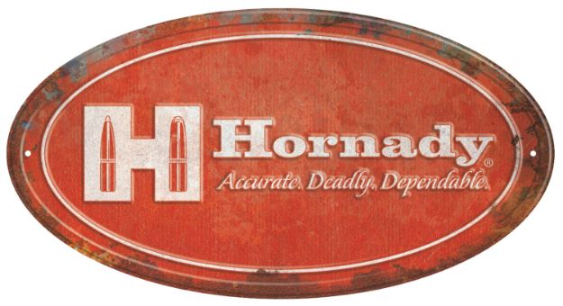Picture of Hornady Oval Sign Rustic Red/White Aluminum 12" X 18" 