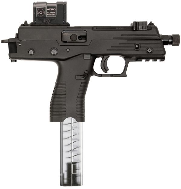 Picture of B&T Firearms Bt4200ustb Tp380 380 Acp 30+1 5" Threaded, Black, Picatinny Rail Frame, No Brake, Iron Sights, Aimpoint Acro Included 