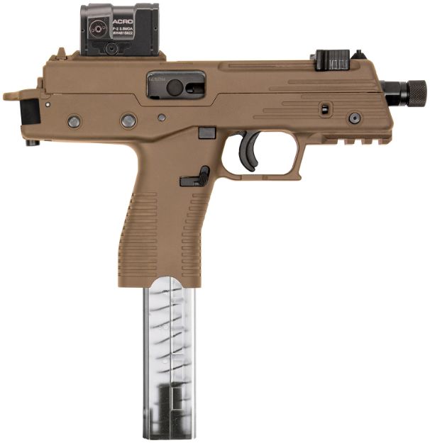 Picture of B&T Firearms Bt42001uscttb Tp380 380 Acp 30+1 5" Threaded, Coyote Tan, Picatinny Rail Frame, No Brake, Iron Sights, Aimpoint Acro Included 