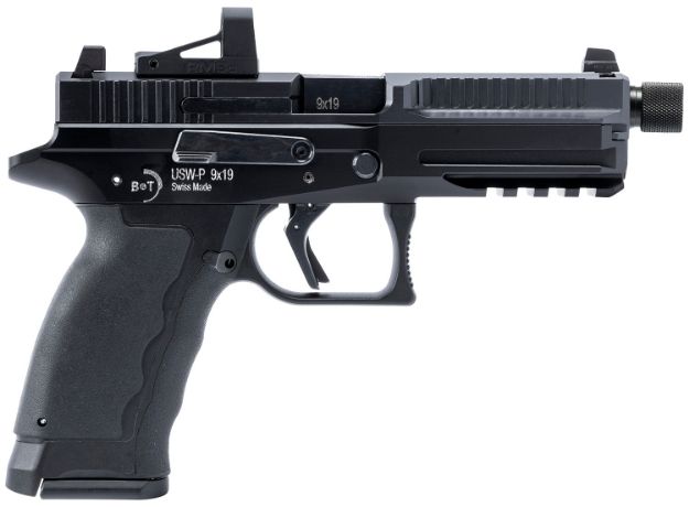 Picture of B&T Firearms Bt490002 Usw-P 9Mm Luger 17+1/19+1 4.30" Threaded, Black, Picatinny Rail Frame, Optic Cut Slide, Rubber Grip, Suppressor Height Sights 